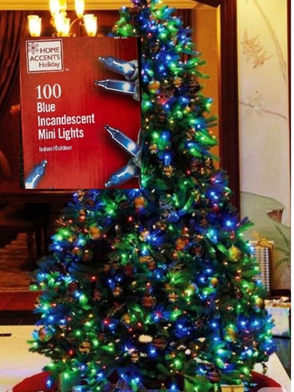 2 Boxes Holiday Time 100 Blue Mini Christmas Lights Indoor Outdoor Green Wire